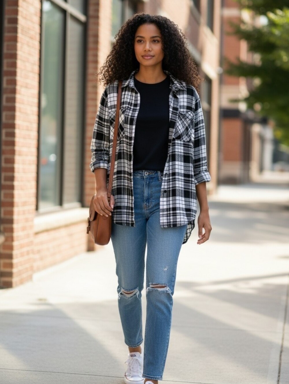 Old Navy Black & White Plaid Button-Up Shirt - XSmall- See Through Material
